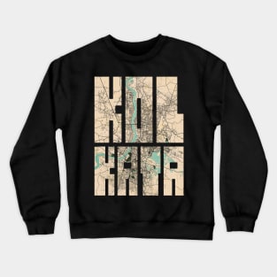 Kolkata, India City Map Typography - Vintage Crewneck Sweatshirt